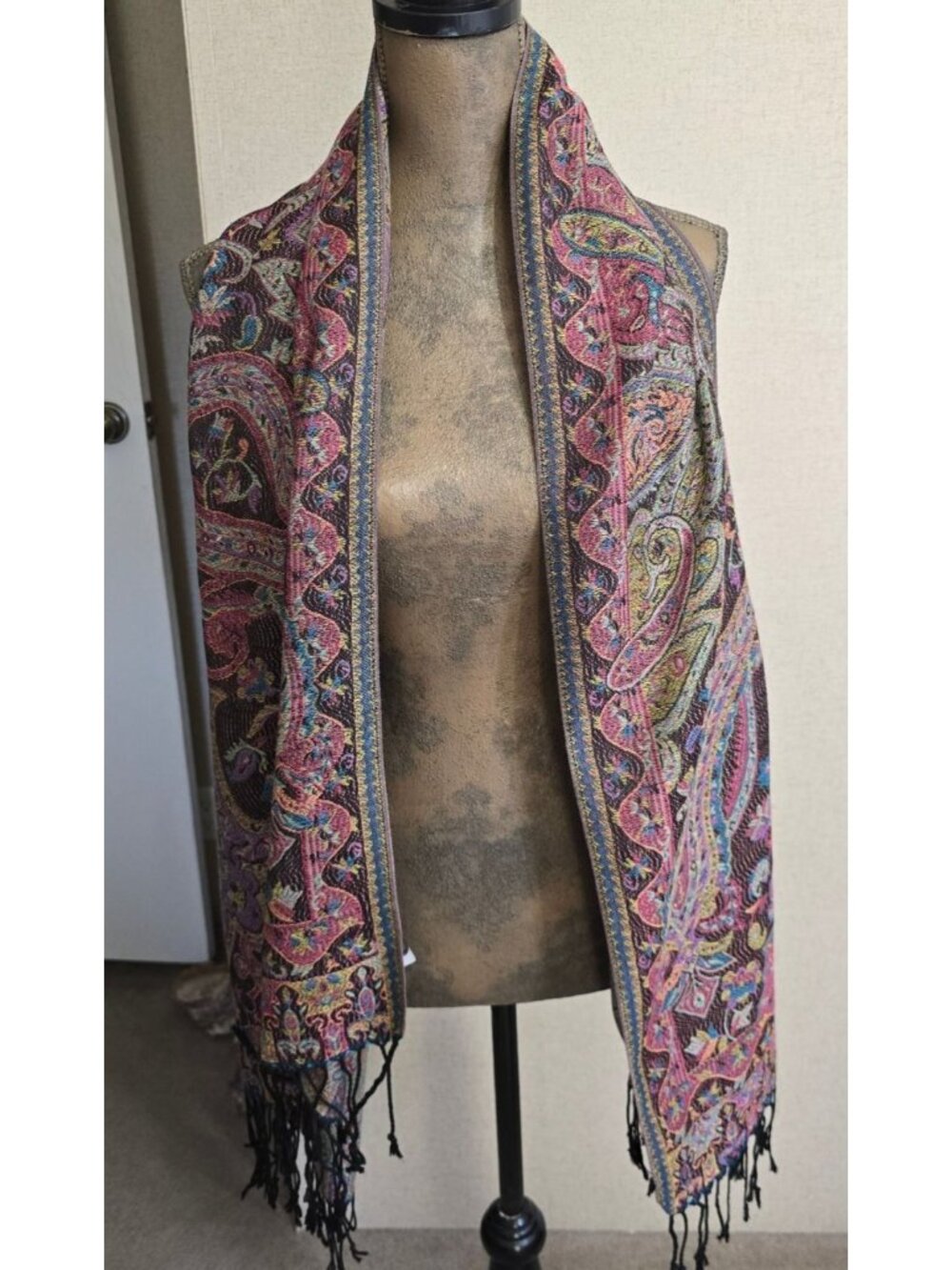 Modern Expressions Boho Scarf Colorful Fringe Lightweight